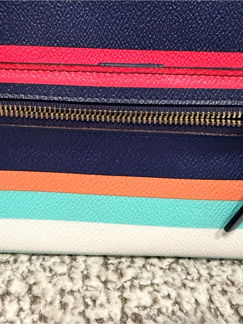 Kate Spade Wellesley Striped Mini Tote + Matching Wallet Set — Navy Multicolor